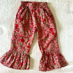 Roller Rabbit Little girls red, pink and green floral pants. Great condition!
